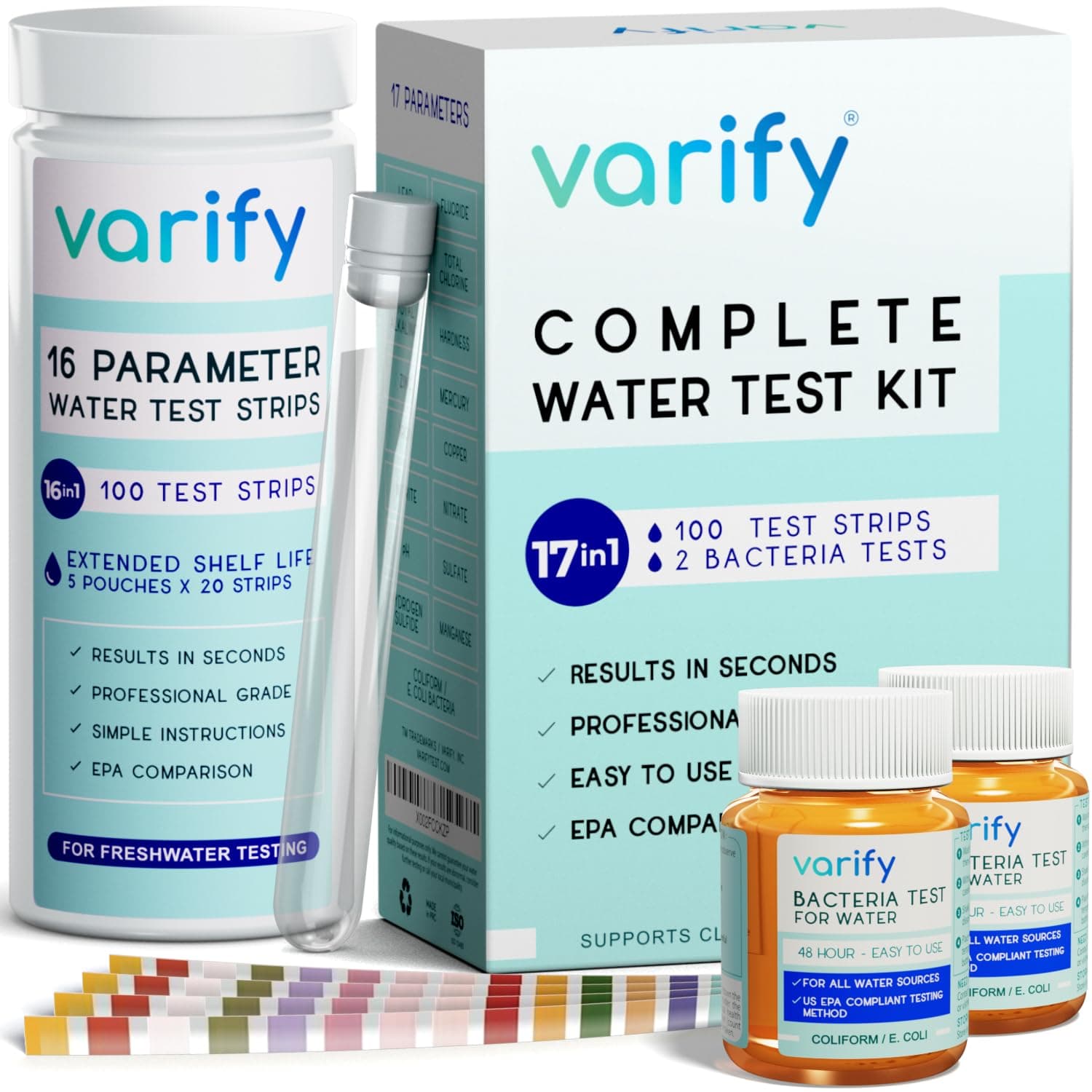 Varify 17合1 综合水质检测套装(100试纸+2细菌检测)